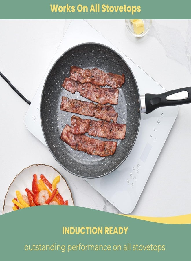 Bakeley 10 Inch Nonstick Frying Pan, Non Stick Pan with Granite Coating, Aluminum Skillet, Dishwasher Safe Cookware - Image 2